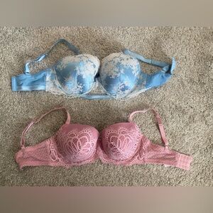 Accepting offers- Victoria’s Secret Blue and Pink Lace Push-Up Bras